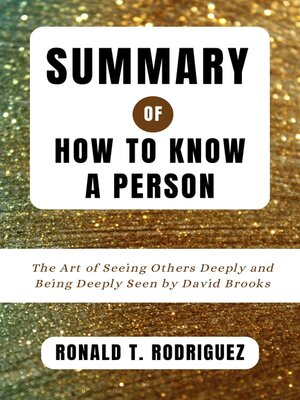 cover image of SUMMARY OF HOW TO KNOW a PERSON